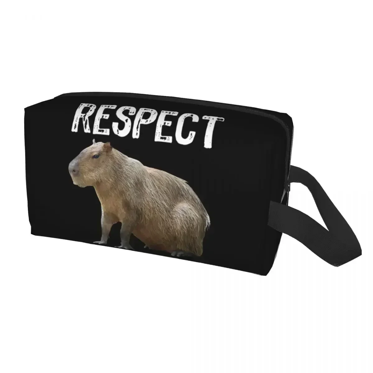 Custom Respect The Capybara Funny Rodent Capibara Toiletry Bag Women Makeup Cosmetic Organizer Lady Beauty Storage Dopp Kit Case