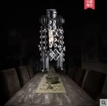 

Industrial wind guest dining bedroom bar table decoration European retro creative atmosphere crystal water pipe chandelier