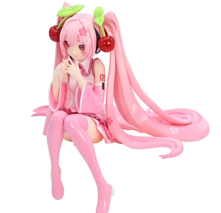 New Hatsune Miku Anime figure Pink dress PVC model action toys Cherry pink cherry blossom decoration collect gifts@