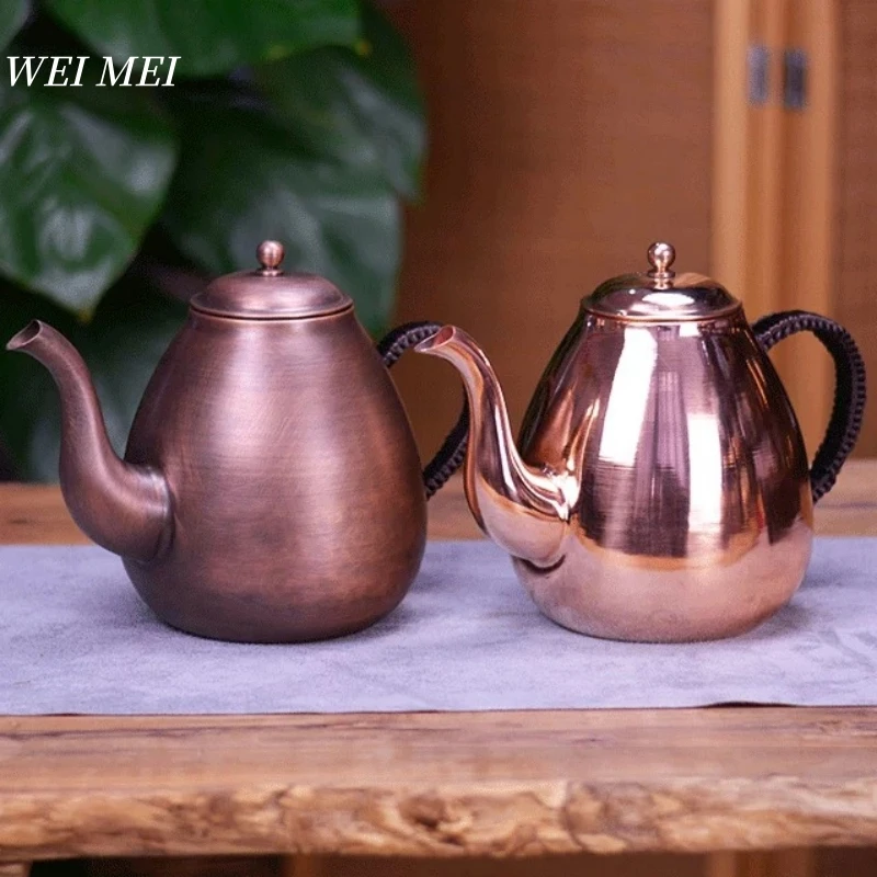 

Vintage Copper Coffee Pot,Large Capacity Camping Boiling Tea and Brewing Coffee,Handcrafted Polishing Luster Kettle Tableware