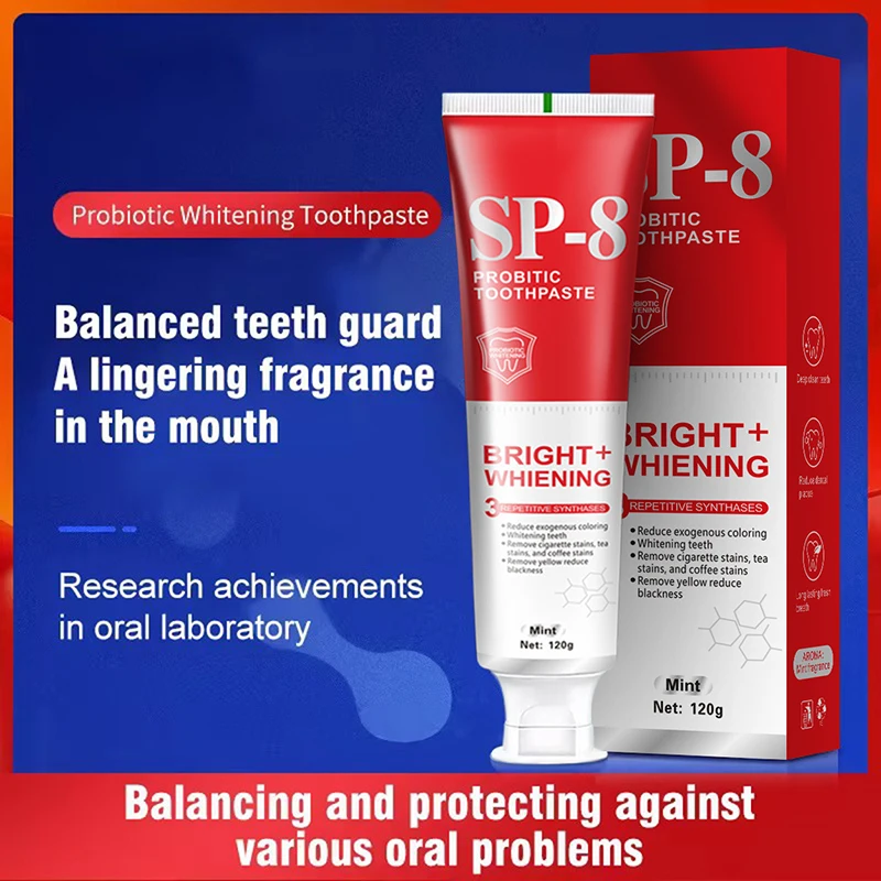 Sp-8 Probiotic Toothpaste For Oral Care Whiten Clean Removes Stains Fresh Breath With Lactobacillus & Sodium Saccharin 2026