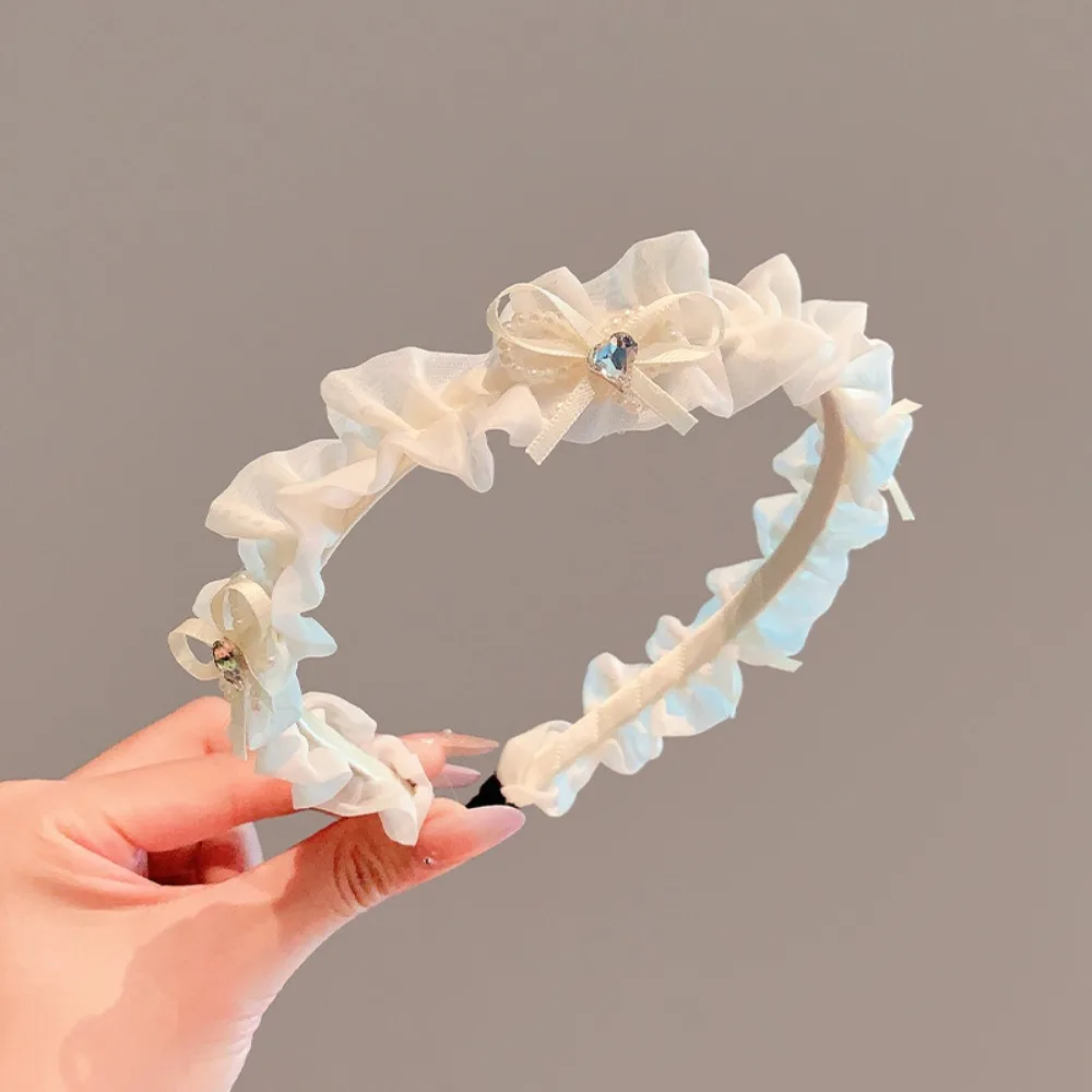 

New White Pearl Bow Hairbands Cute Korean Princess Hair Hoop Sweet Flower Children Headband Hair Accessories