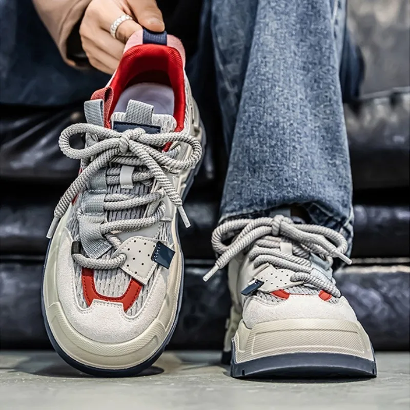 

2025 Autumn Men's Mesh Breathable Low Top Casual Sports Shoes Fashion Trend Versatile Comfortable Niche Design Platform sneakers