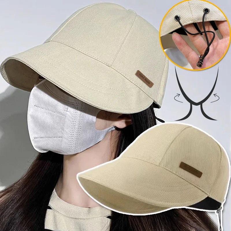 2024 Foldable Wide Brim Sun Hat Drawstring Adjustable Caps for Men Women Beach Travel Hat Summer Outdoor Quick-drying Visors Cap