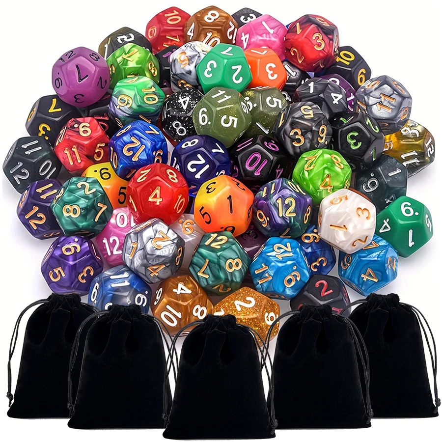 28-49 قطعة مجموعة نرد متعدد السطوح مع حقيبة تخزين سوداء عدد اللون نرد متعدد السطوح RPG D & D ملحقات ألعاب لعب الأدوار