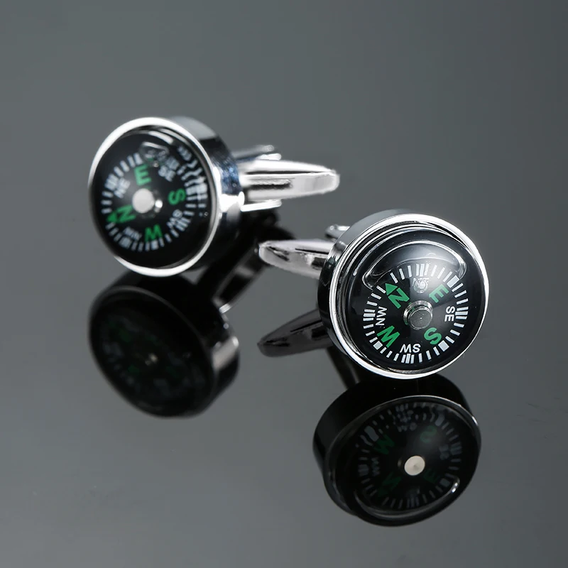 Fashionable French shirt cufflinks high-quality metal round compass cufflinks men's business suit accessories jewelry gifts