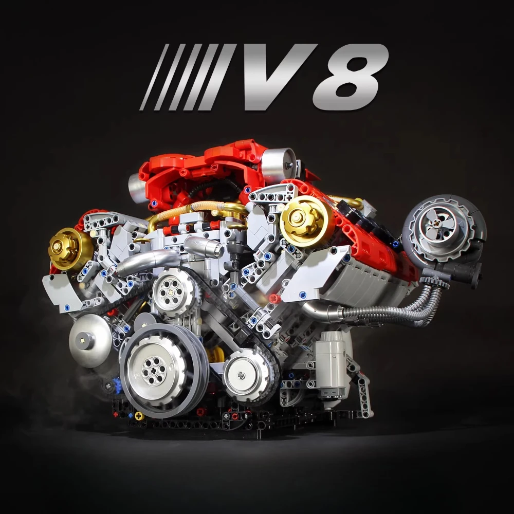 

Kaiyu K9204 V8 Engine Model Kit with Lighting System Spray Electric Start Parent-Child Toy Engine Model Toy Boy Gifts for Boys
