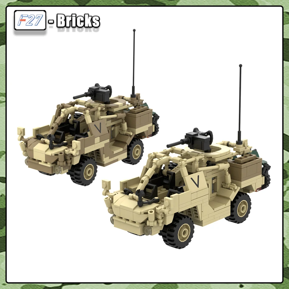 Véhicule blindé à roues avec figurines MOC pour enfants, série militaire moderne, jackal de Grande-Bretagne, nuits de construction, puzzle, briques, jouets, cadeaux