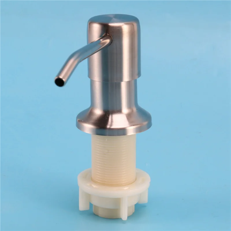 BAAG-3X موزع الصابون لحوض المطبخ المدمج في رأس مضخة موزع الصابون على سطح الطاولة مع مجموعة أنبوب تمديد 46 بوصة (فضي)