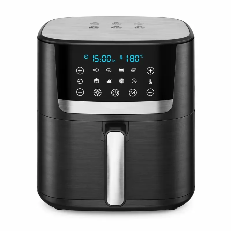 6.5-Liter Modern Classic Square Electric LCD Touch Screen Stainless Steel Air Fryer for Healthy Cooking at Home