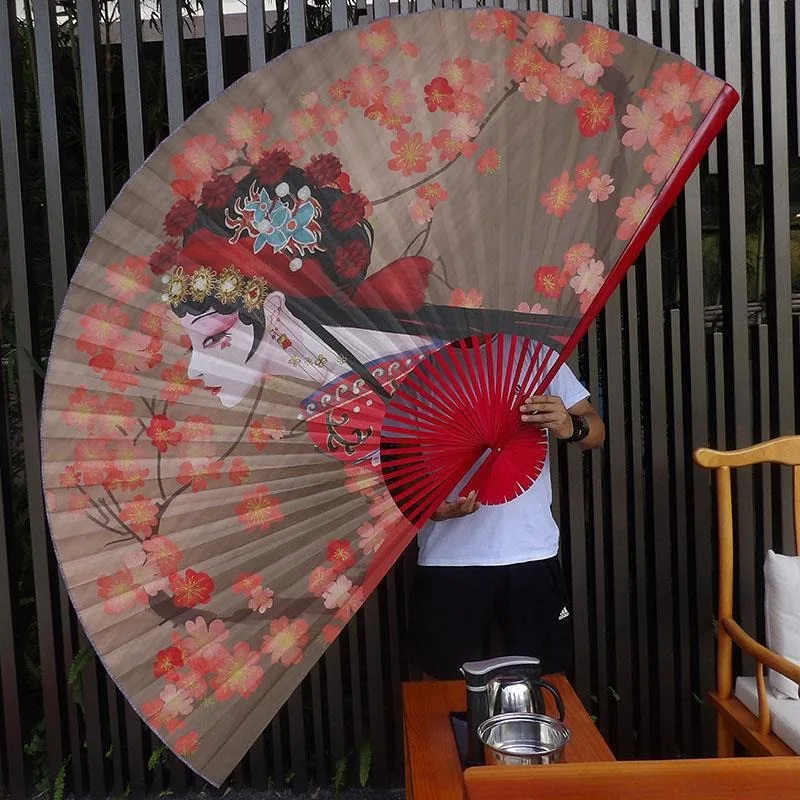 

Home Decor Background Wall Large Hanging Fan Chinese Style Peking Opera Flower Girl Stage Decoration Fan
