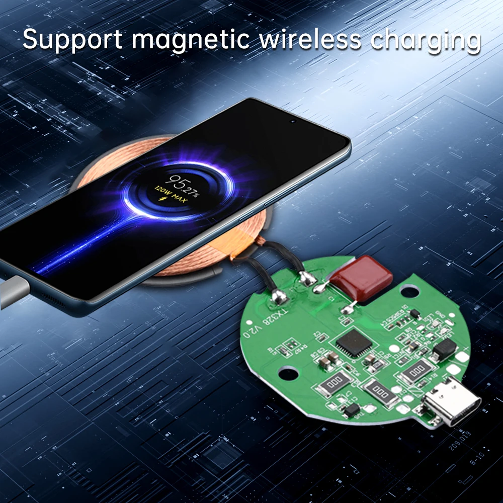 15W/10W/7.5W/5W Automatic Identification High Power Wireless Charger Module DC5-12V Support Magnetic Absorption Wireless Charge