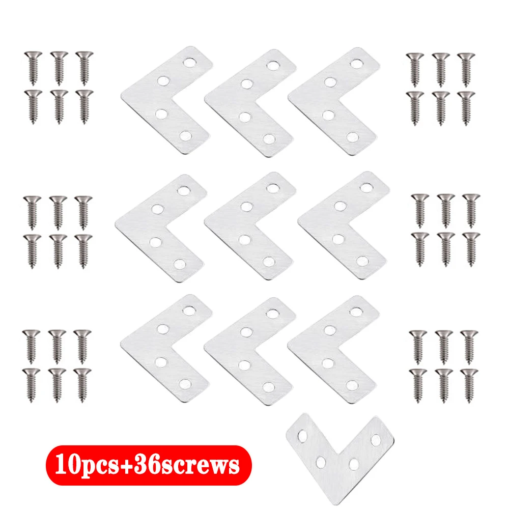 10 L or T Angle connectors - reinforced 90 degree Angle brackets for furniture and cabinets with Angle code belt screws