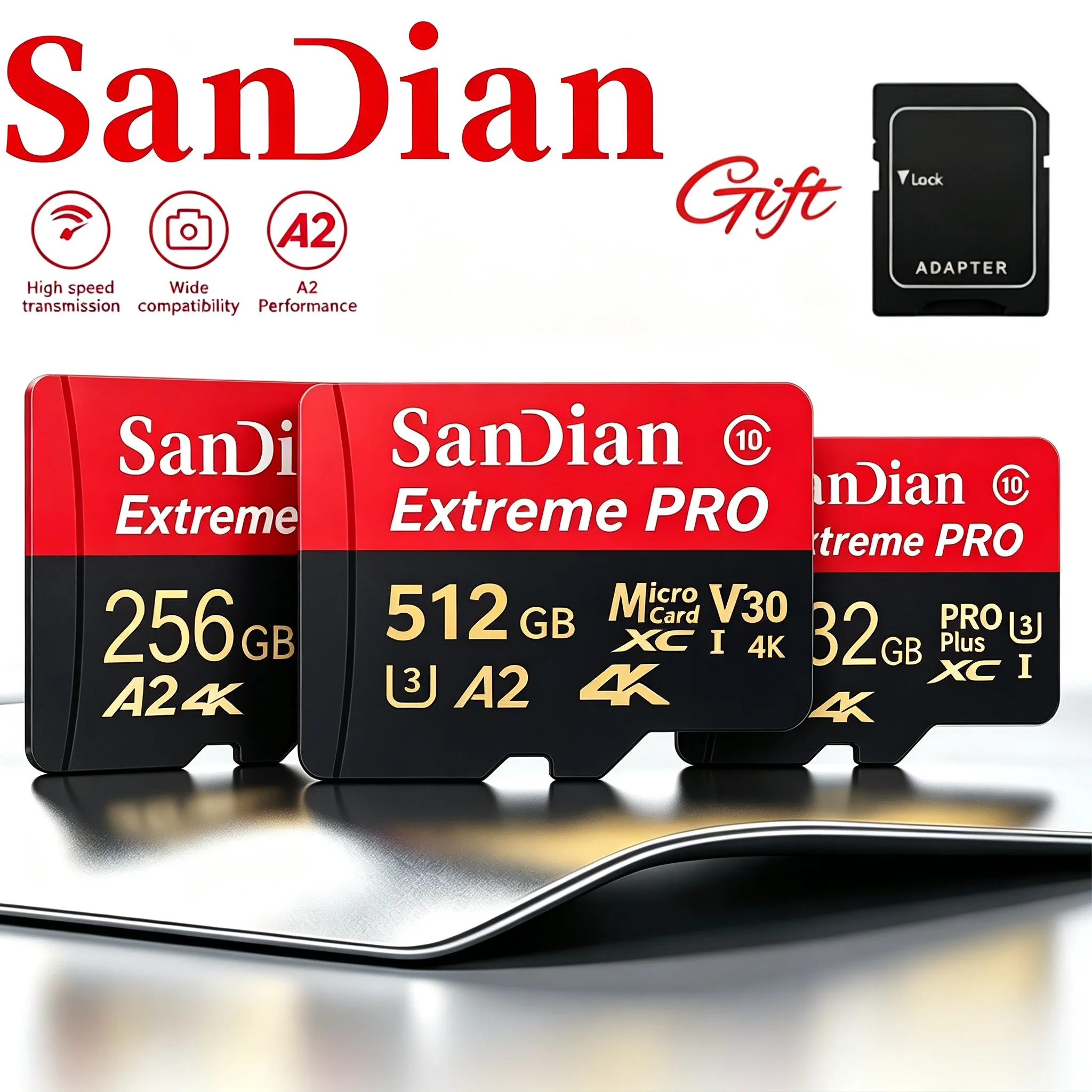 Premium Micro TF SD Card Memory Card TF Cards SD Cards 256GB 32GB 128GB High Transfer A1 X-Ray Proof for Camera GoPro Drone