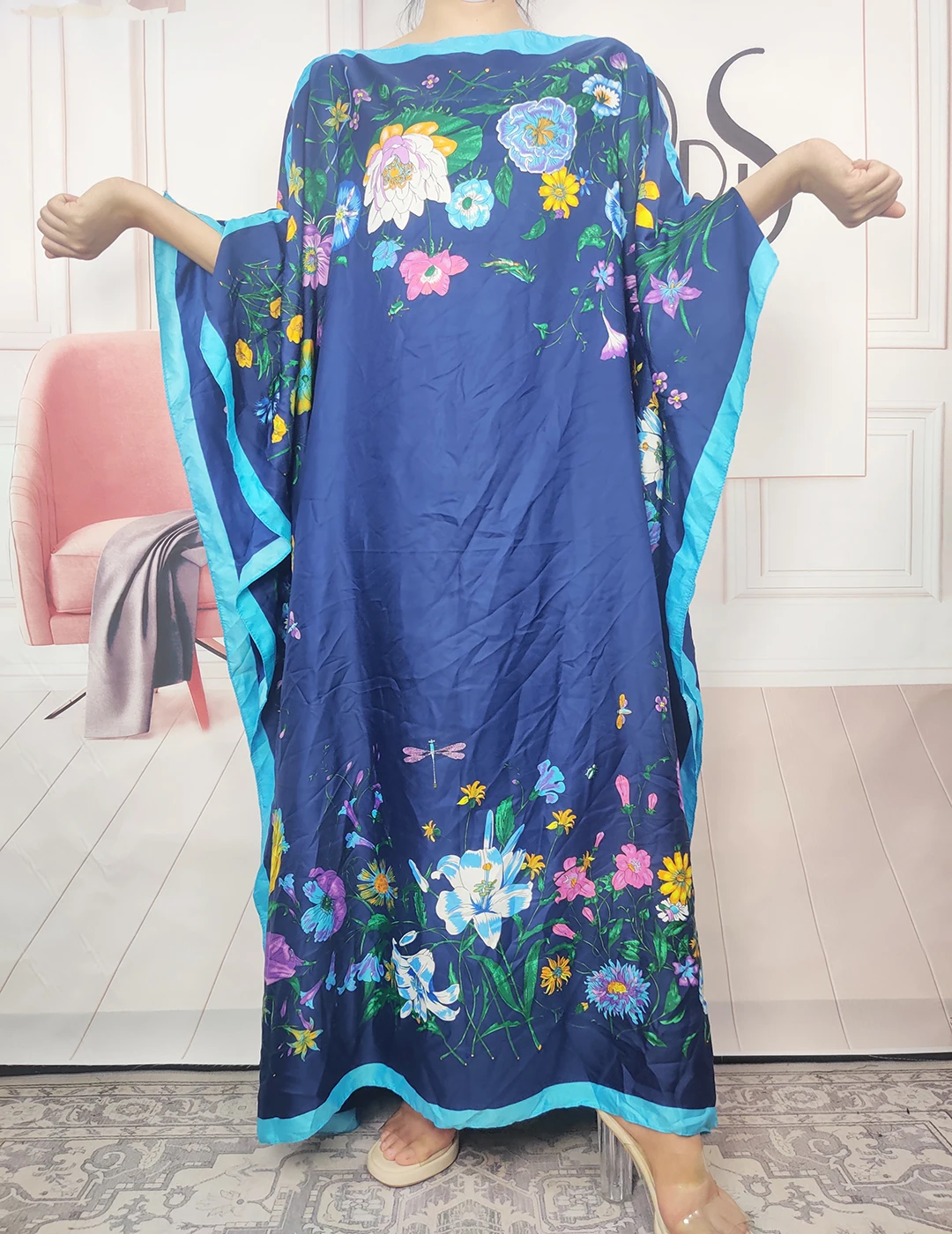 

African Dresses For Women Summer Fashion Boho Sexy Lady Beach Bikini Silk Kaftan Dress Oversize Turkey Stylish Loose Abaya