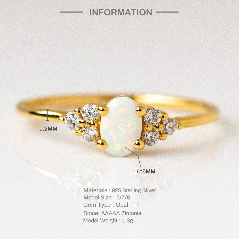 Qiao cincin Opal api alami indah untuk wanita 925 perak mewah Oval pernikahan pertunangan cincin ulang tahun hadiah ulang tahun perhiasan