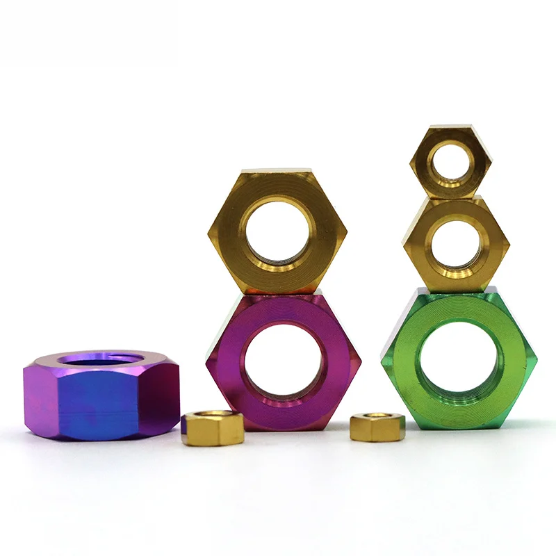 TC4/GR5 Titanium Alloy Hex Nut M4 M5 M6 M8 for Bike Motorcycle Car Boat Accessory Parts