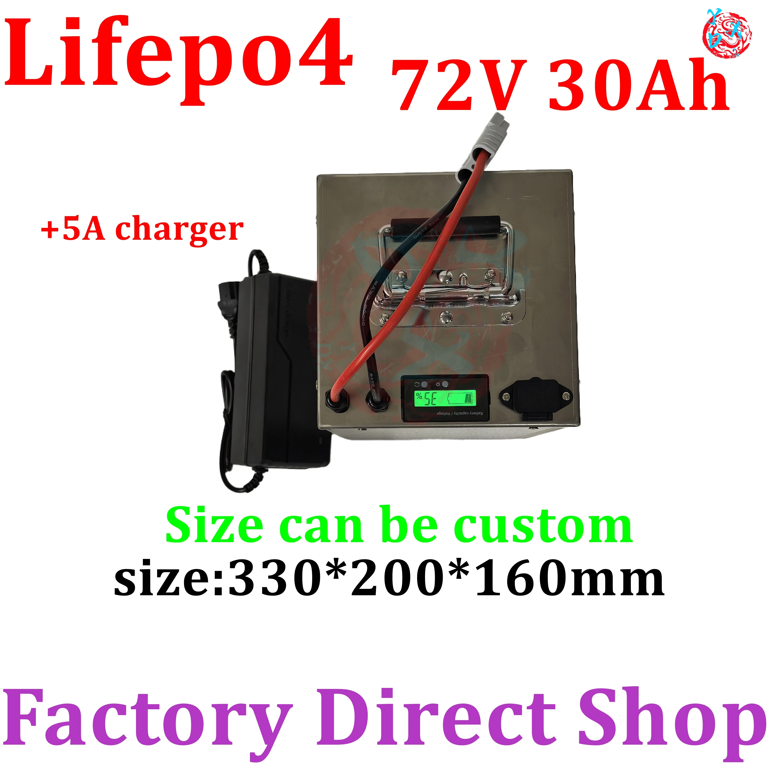 lithium 72v 30ah lifepo4 battery pack deep cycle with BMS 24S for 5000w 3000w bike scooter Tricycle motorcycle +5A charger