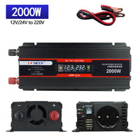 Home Outdoor 1000W 1500W 2000W Inverter Modified Sine Wave DC 12V 24V AC 220V 230V 50HZ Charging Car Inverter With USB Smart Fan