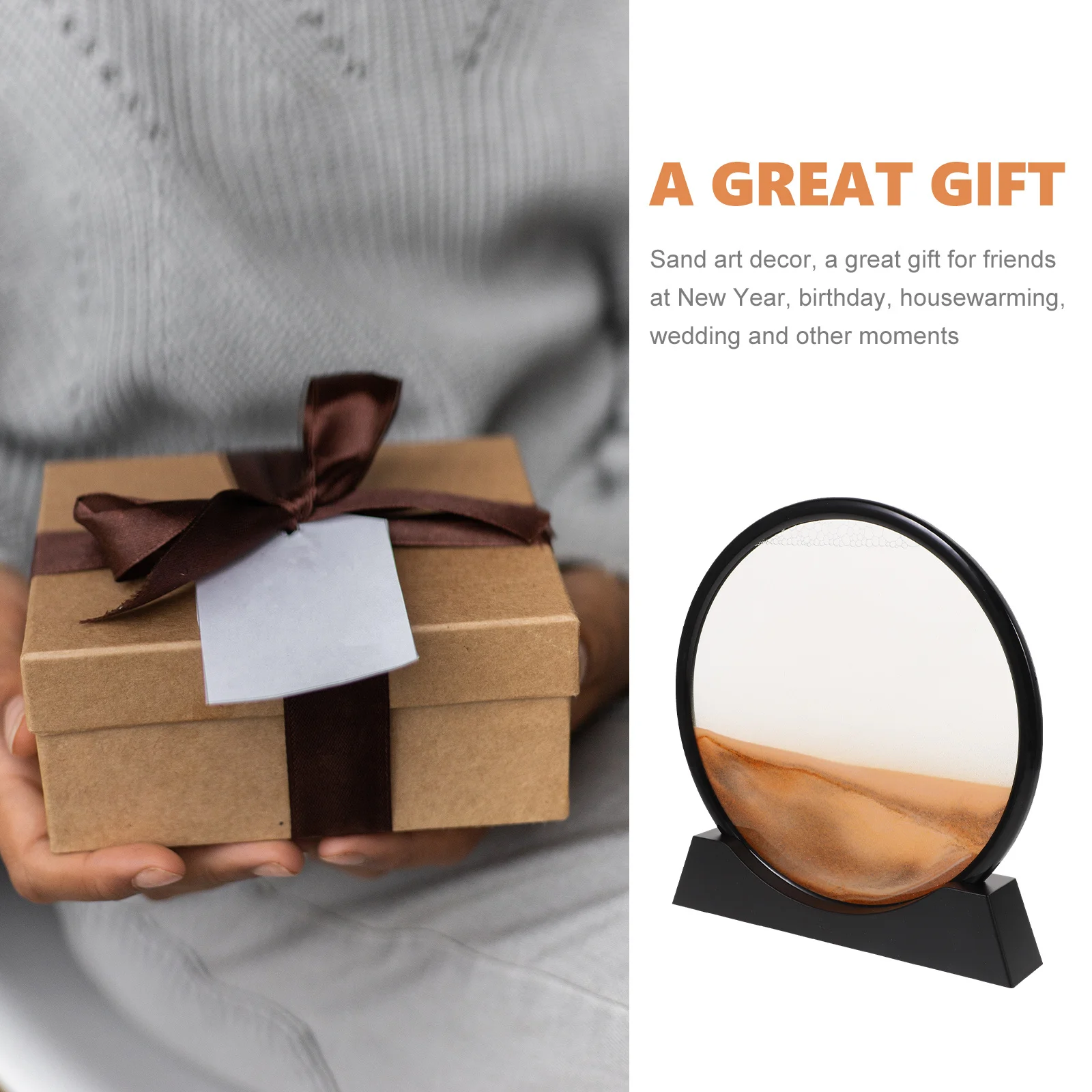 

3D Moving Sand Art Decor Sculpture For Home Office Desk Study Room Bookshelf Decoration Sand Painting Ornaments