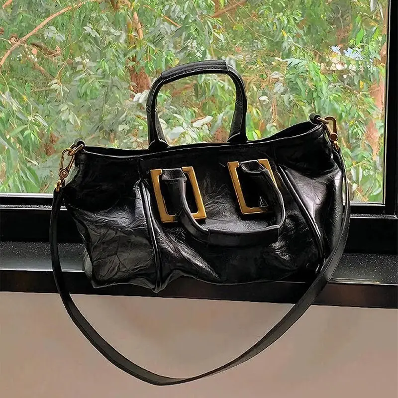 

New Large Capacity Tote Bag PU Crossbody Bag for Women High Quality Texture Niche Design Commuter Big Handheld Bag