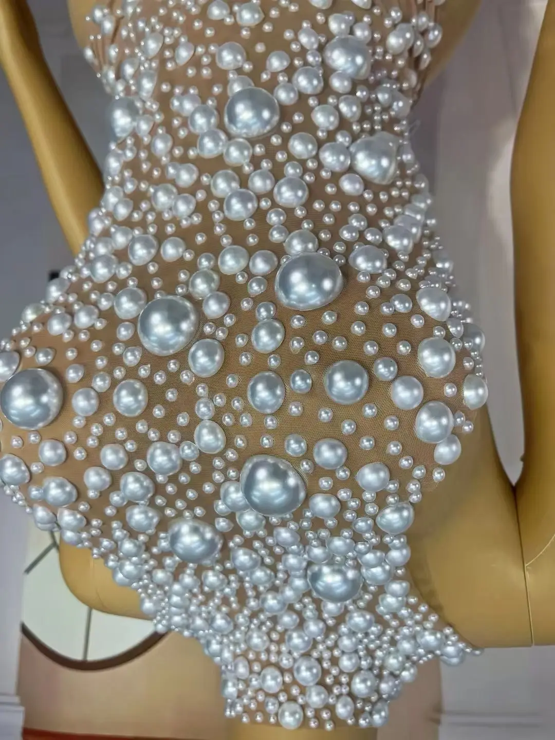 

Топы Dazhu Shiny Pure White Pearls: Сексуальные сетчатые топы-бандажи для вечеринок, модная одежда для шоу и повседневной носки