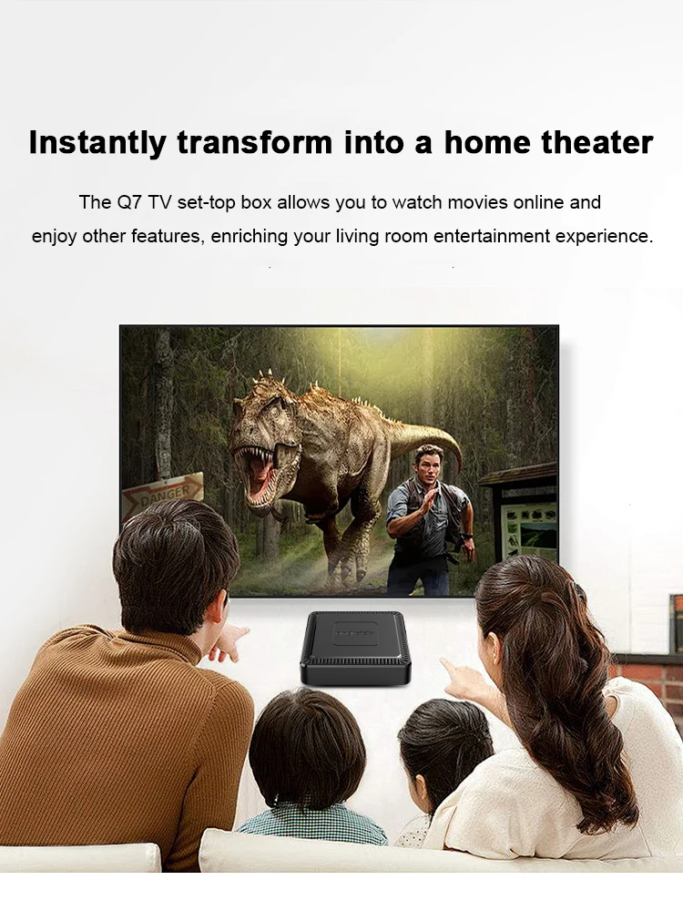 2025 Neue Q7 Smart TV Box Android14 Allwinner H313 8G + 128 GB ROM Dual-Band WiFi 6 Bluetooth 5.2 Google Voice Remote Media Player
