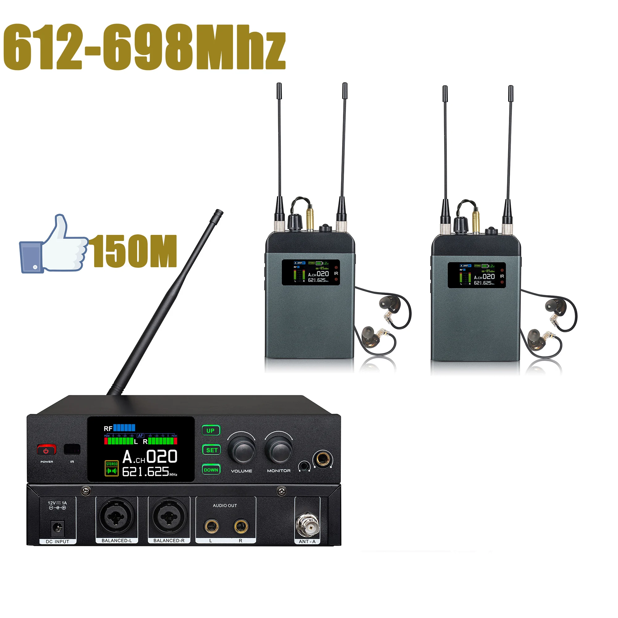 Leicozic Pm10 True Diversity Stereo Draadloos In Oormonitoringssysteem 150M 2X150Mw Hifi Geluidssysteem In-Ear Iem Pro Stage Audio