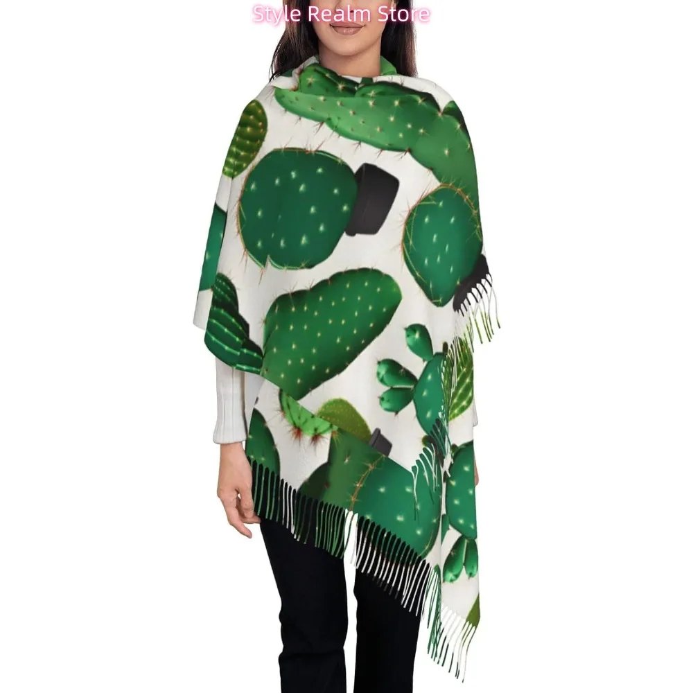 

Green Cactus Print Women Fashion Winter Scarf Soft Long Style Warm Shawl Scarves Wraps