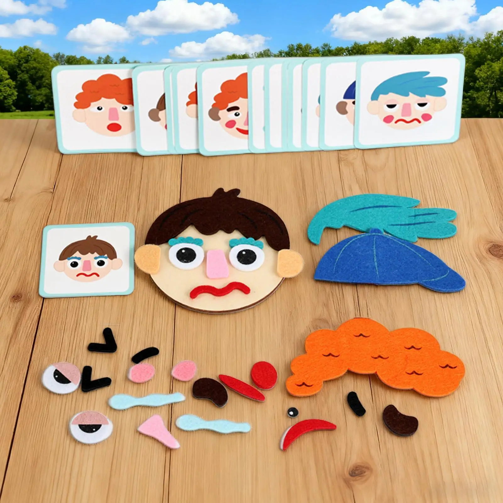 Rosto quebra-cabeça brinquedo educativo divertido jogo educativo com cartões flash emocionais brinquedo de aprendizagem emocional social para criança pré-escolar