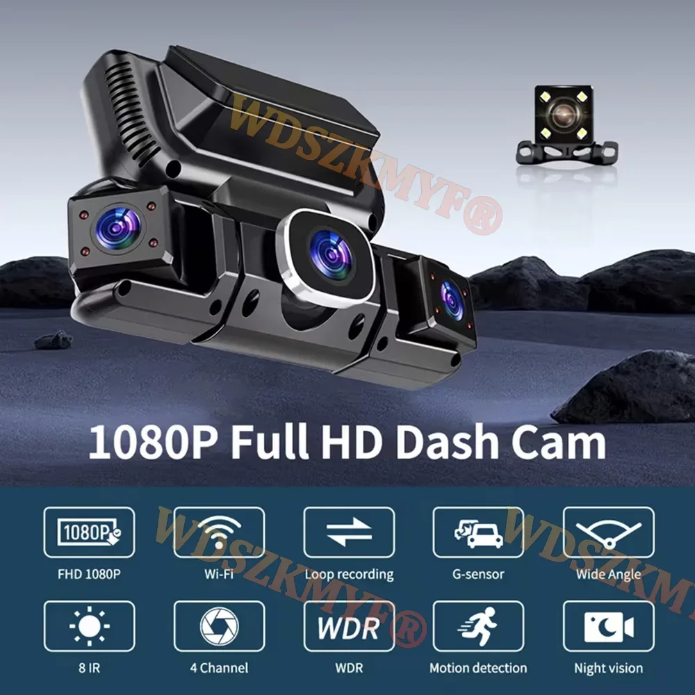 WiFi APP 4Channel 360 Degree  Car Dvr 1080P Video Recorder With Rear View Camera Dashcam 24h Parking Monitor Car Recorder