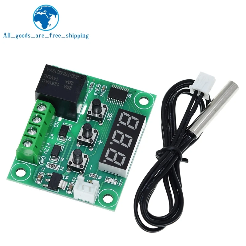 W1209 Blue/Red light DC 12V heat cool temp thermostat temperature control switch temperature controller thermometer thermo