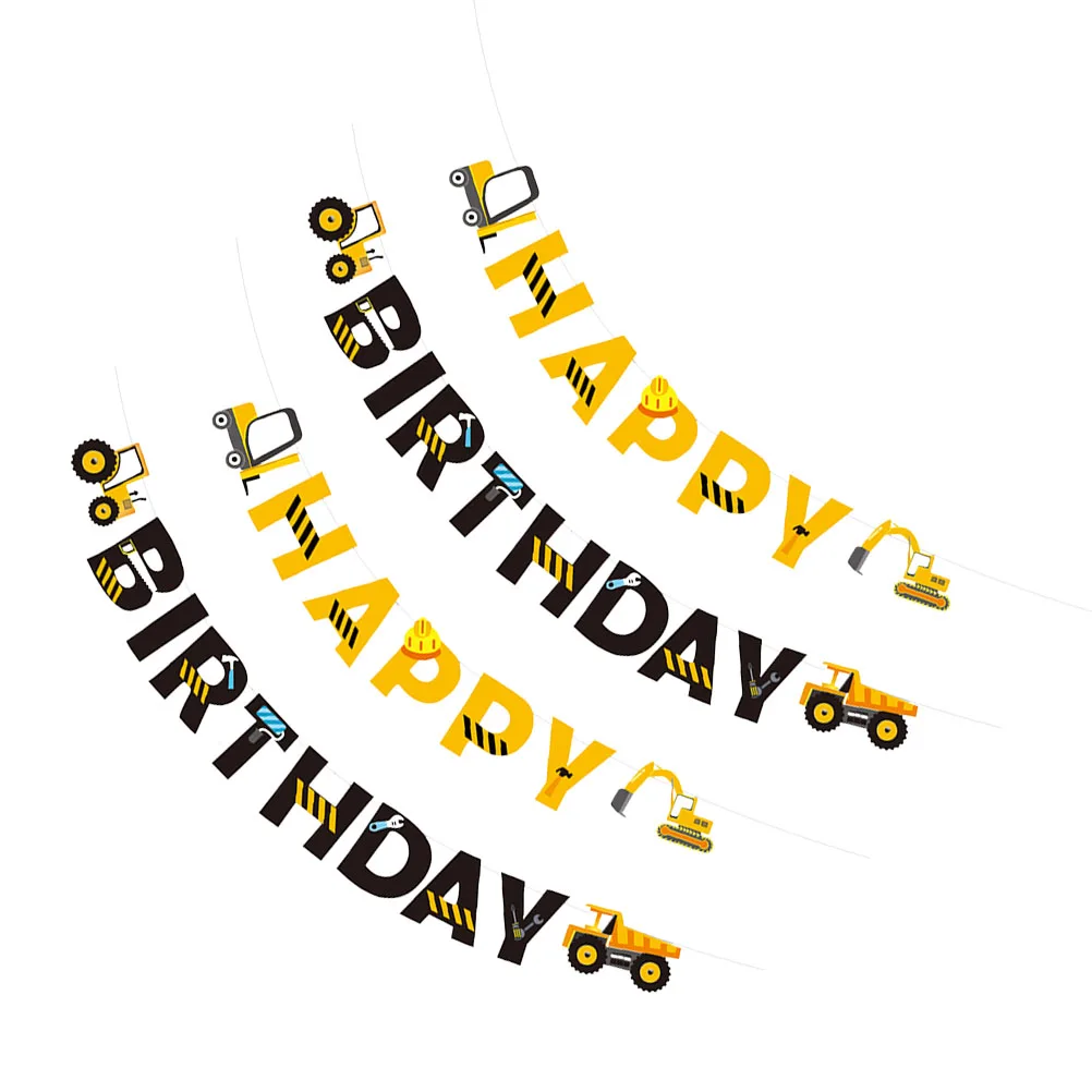 

Birthday Banner Decoration Hanging Birthday Party Banner for Party DIY Kids Theme Construction Car Festive Atmosphere