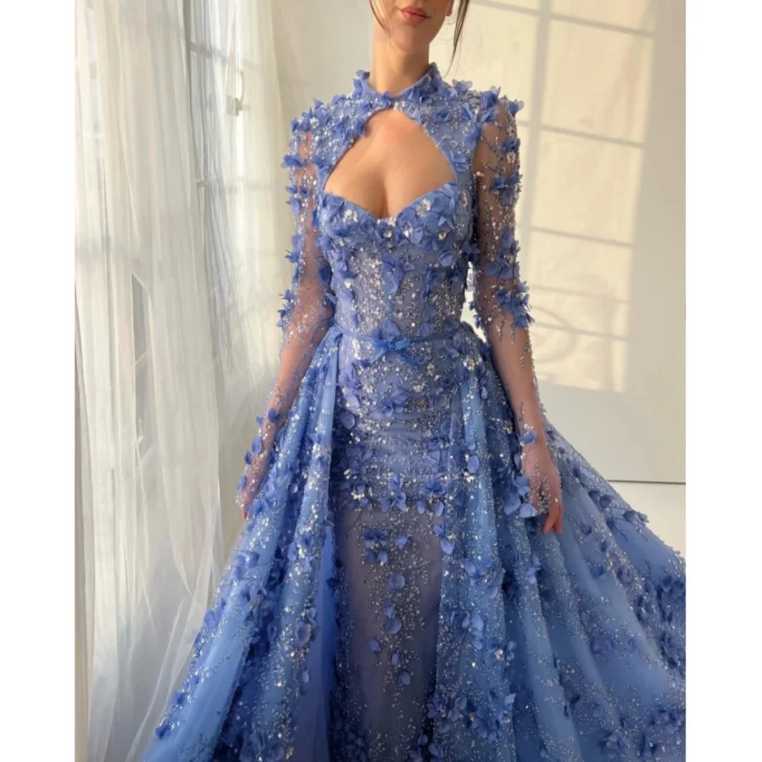 

Customized off-shoulder tight-layered ruffled hem detachable train court-style formal evening dress for ladies