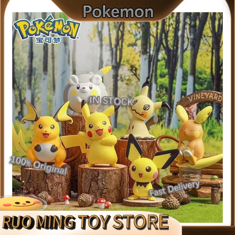 

6pcs Pokemon Pikachu Raichu Mimikyu Figurine Model 8cm PVC Desktop Ornament Toys Collection Doll Kids Birthday Decorative Gifts