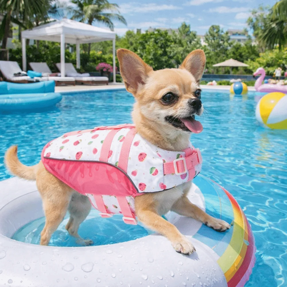 Adjustable Dog Life Jacket High Buoyancy Waterproof Dog Lifesavers Swimsuits Secure Fit Thick Sponge Pad Pet Safety Vest Beach