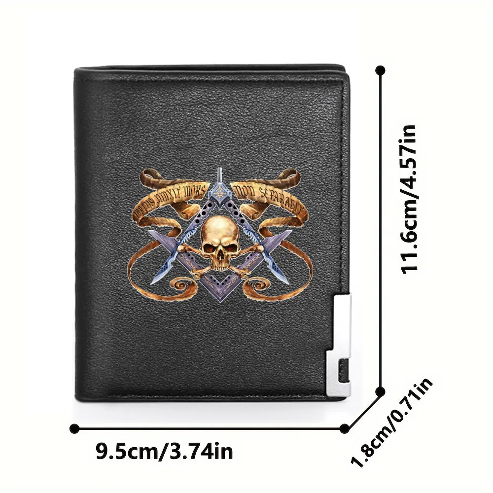 New Arrivals Freemasonry Knights Templar classic Printing Pu Leather Wallet Men Women Billfold Credit Card Holders Short Purses