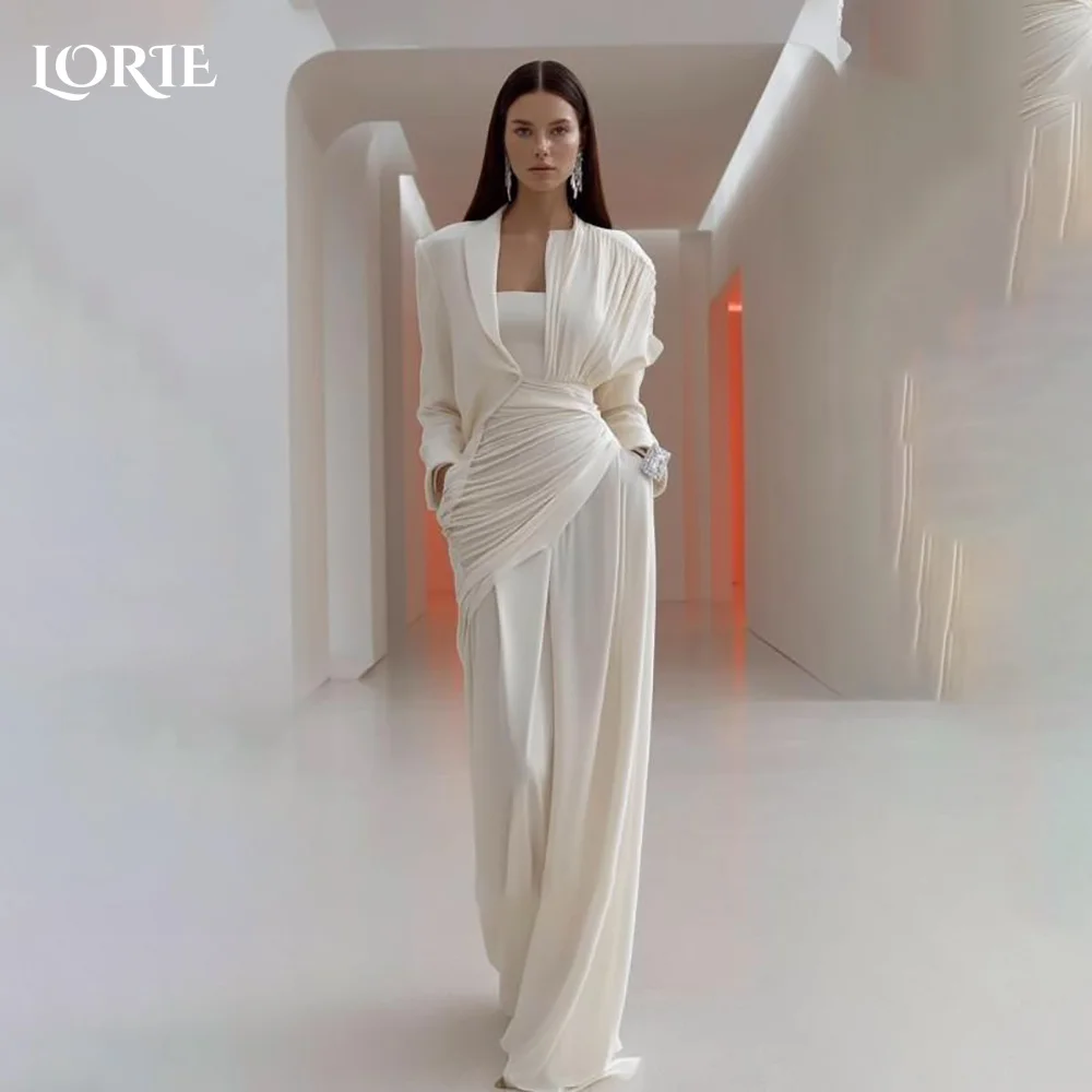 

LORIE Satin Simple Mermaid Wedding Dresses for Women Long Sleeve Bridal Gown Mermaid Bride Dress Customized Formal Club Dresses