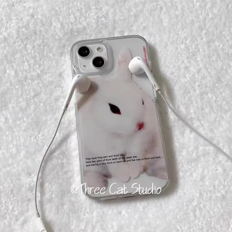 Custodia per telefono coniglio carino cartone animato coreano per iPhone 17 Air 16 Pro Max 15 14 Plus 13 12 Mini 11 Pro Cover posteriore in silicone antiurto