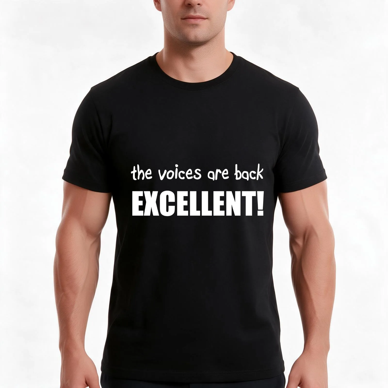 The voices are back, EXCELLENT! T-Shirt, Summer Casual Cotton Tee, Oversized Streetwear Tops, Vintage Graphic Print, 100% Cotton