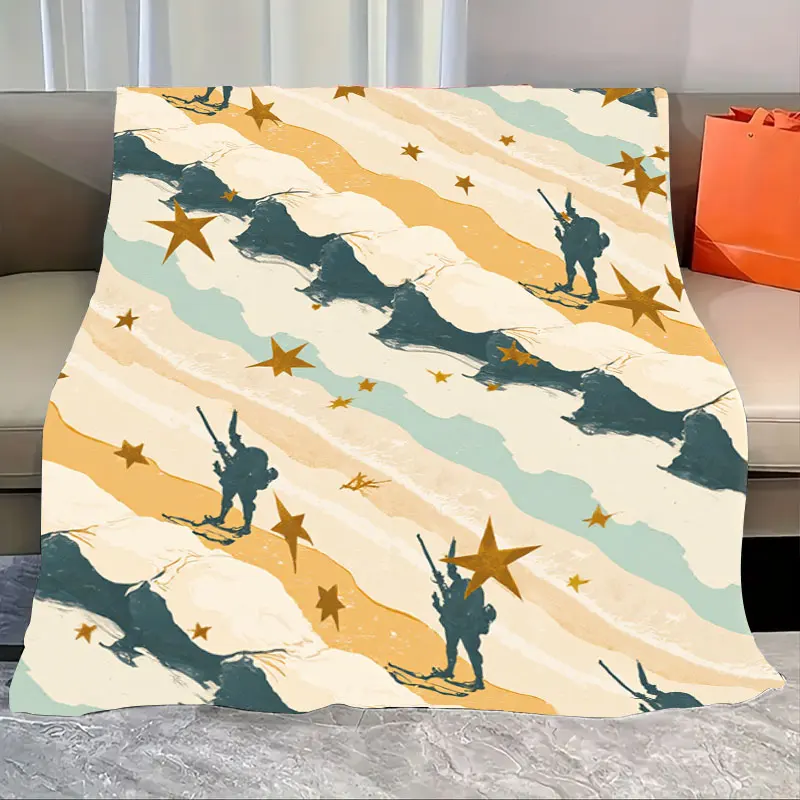 1 قطعة بطانية الفانيلا "الرجعية العسكرية ستار شريط بطانية-خمر الجندي الفن رمي للأريكة" #1