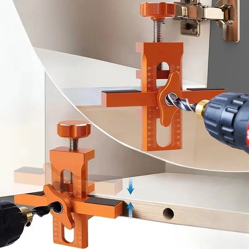 

Woodworking Cabinet Door Installation Jig Door Panel Rebound Device Punch Mounting Jig 6/8/10mm Doweling Drilling Guide Locator