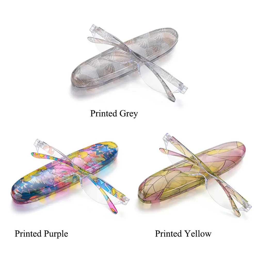 نظارات عصرية لقارئات الكمبيوتر، نظارات قراءة صغيرة بيضاوية الشكل مزهرة مع حافظة مضادة للضوء الأزرق #5