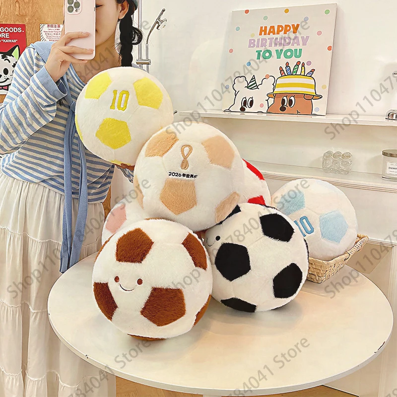 

25cm Cute Soccer Ball Plush Pillow Stuffed Doll Soft Kawaii Fluffy Cute Home Bedroom Decor Gift For Girls Kids Boys Lovely Sweet