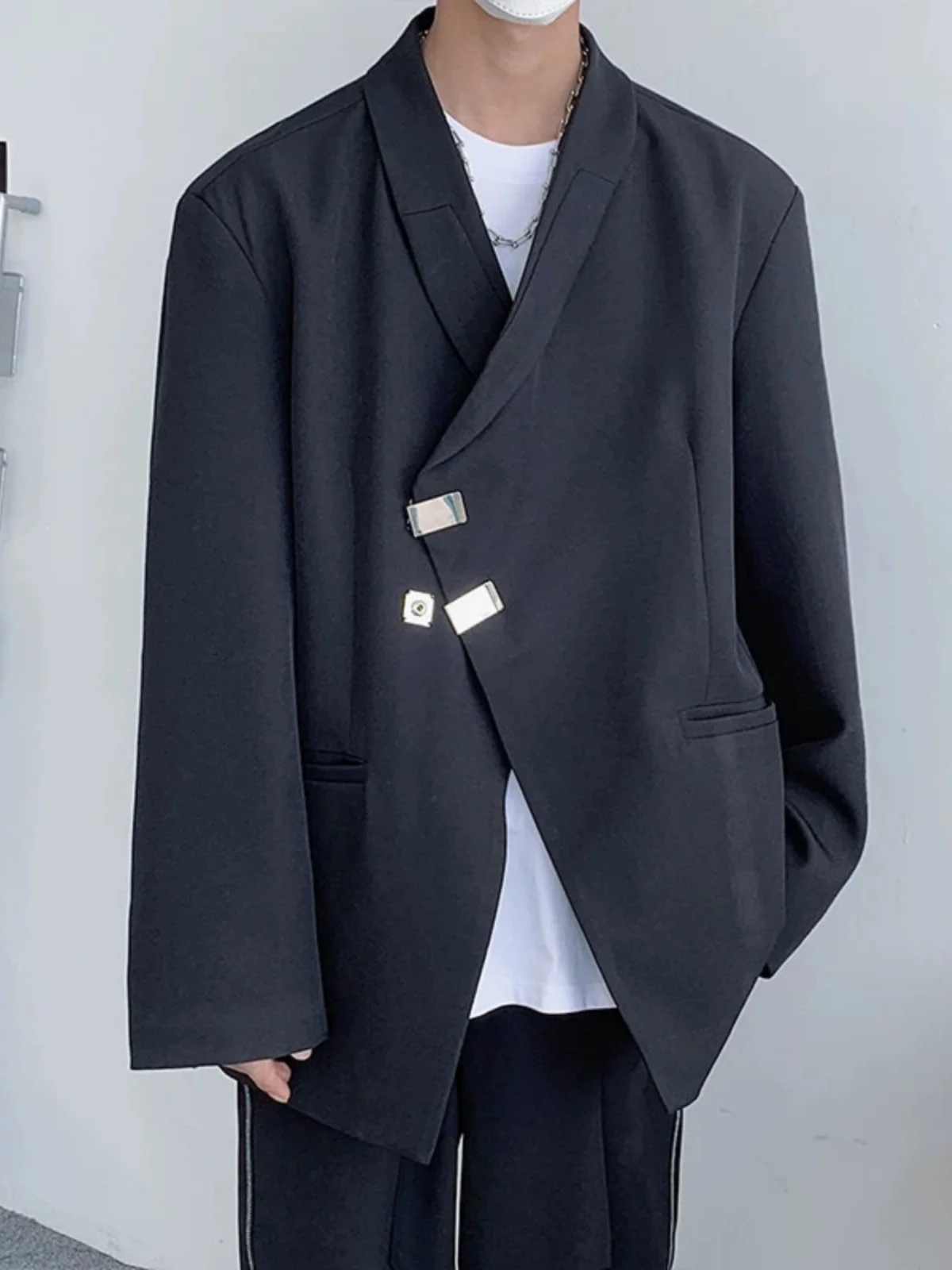 

Мужской костюм American Sle Jaet, весенний новый свободный дизайн, Sensation Metal Bule, повседневная одежда в стиле вестерн, длинная све, обычная длина