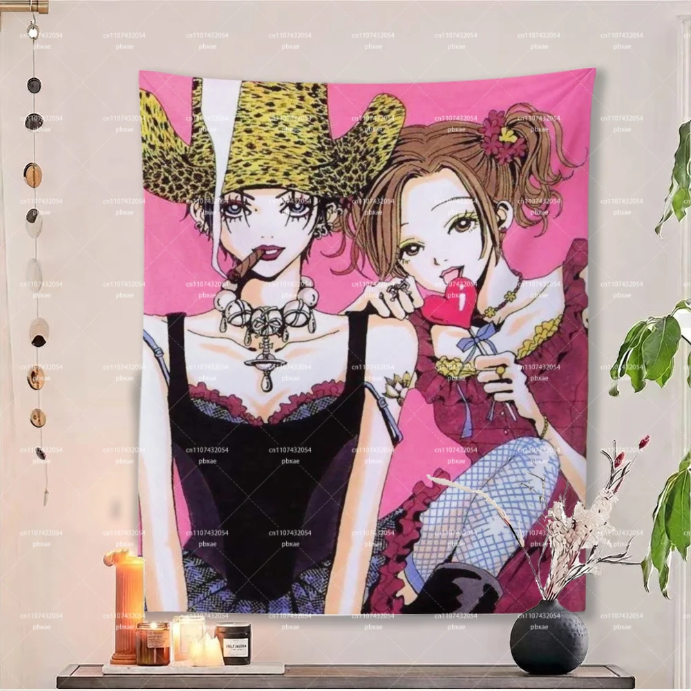 Nana Osaki & Hachi Komatsu Tapestry, Vintage Anime Wall Hanging for Bedroom Dorm Y2K Room Decor
