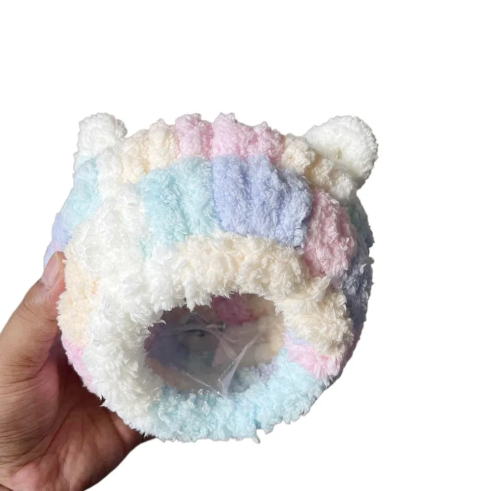 

Soft Warm Hamster Nest Warm Coral Velvet/Plastic Golden Bear Round Cave Thickened with Ear Wall Mounted Hamster Nest Winter