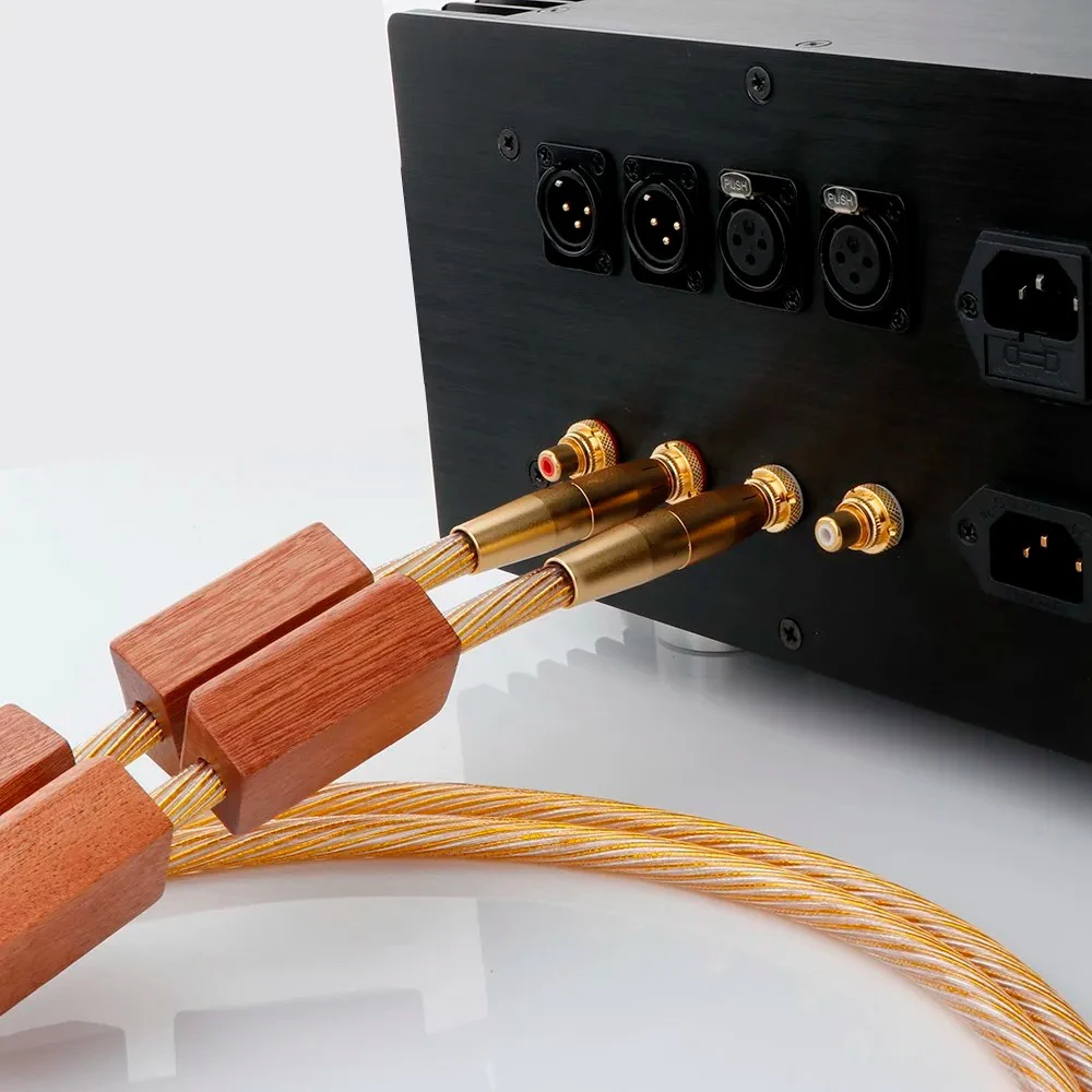 زوج كابل XLR ذهبي كابل صوت RCA 8N OCC مطلي بالفضة لمضخم مشغل DVD CD سلك متوازن لعشاق الصوت