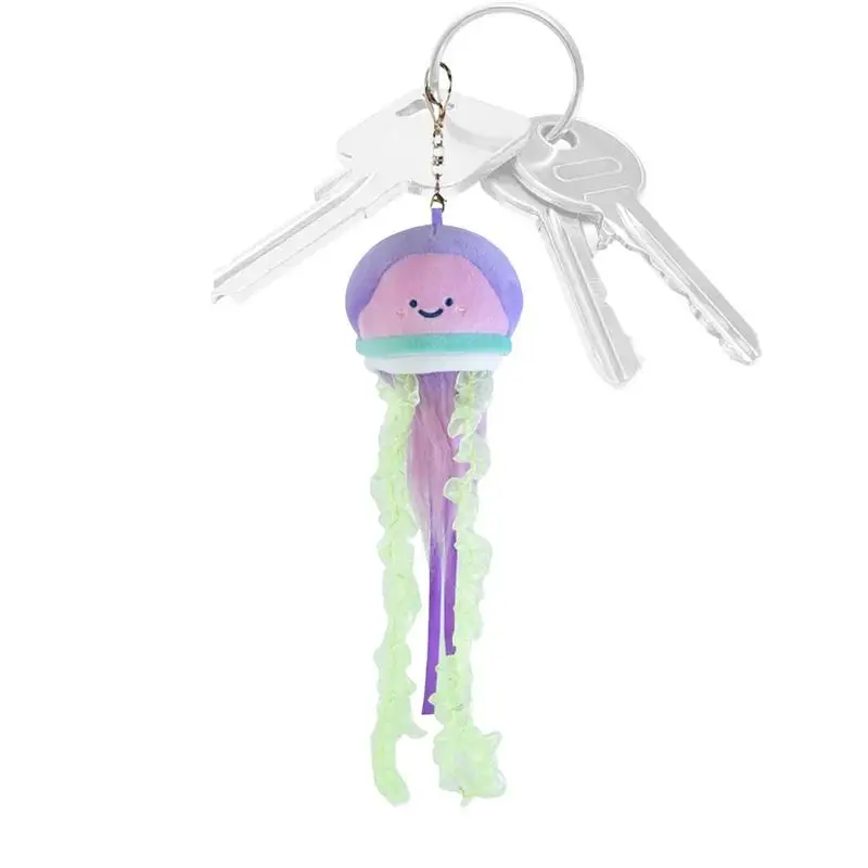 Jellyfish Keychain Stuffed Purse Accessories Key Ring Glowing Plush Jellyfish Comfortable Women Bag Charm Pendant Exquisite Cute