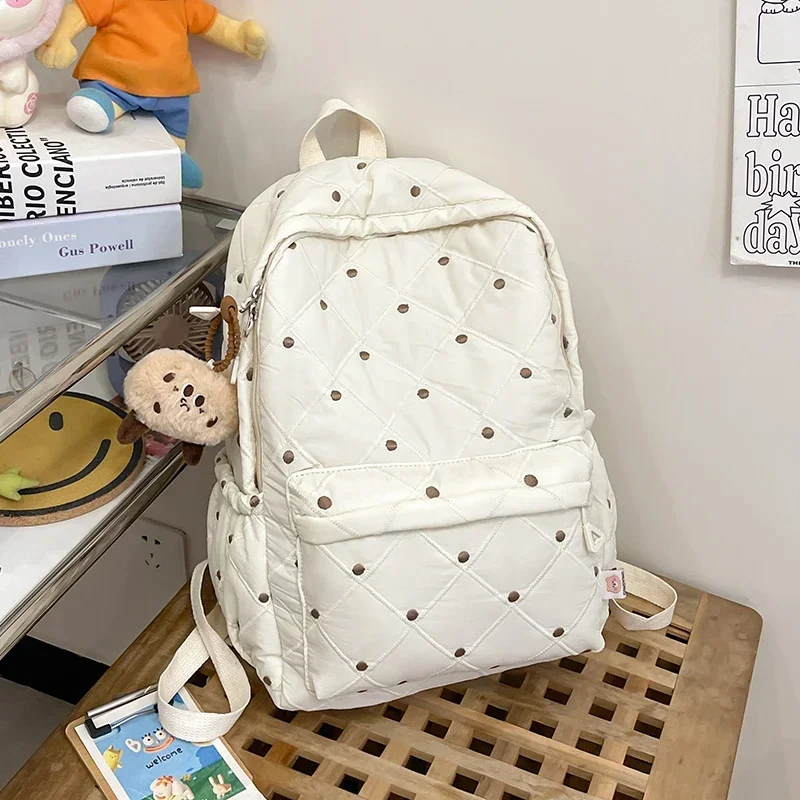 2025 High Quality Solid Color Zipper Nylon Backpack Outer Frame Soft Handle Casual Backpack Soft Back Soft College Style Handbag